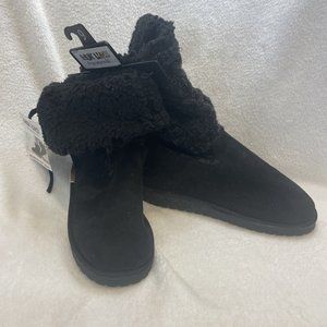 Muk Luks Black Fold Over or Pull Up Black Cable Knit Comfort Boots SIZE 9‎ NWT